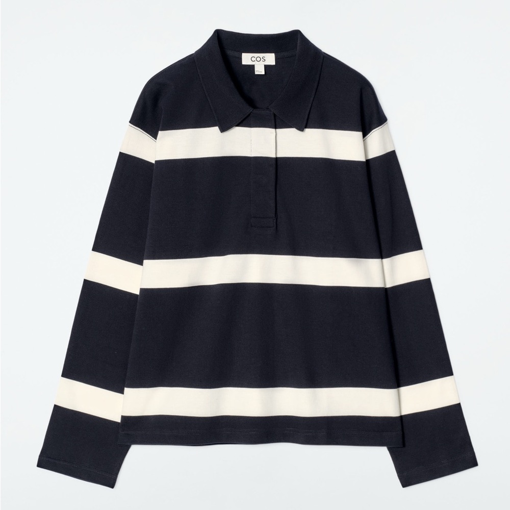 COS RELAXED STRIPED LONG-SLEEVED POLO